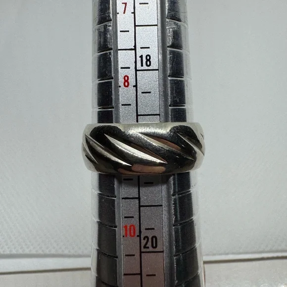 Mens Vintage Estate 14K White Gold Wed Lok Wedding Band Ring, 8g Size 9